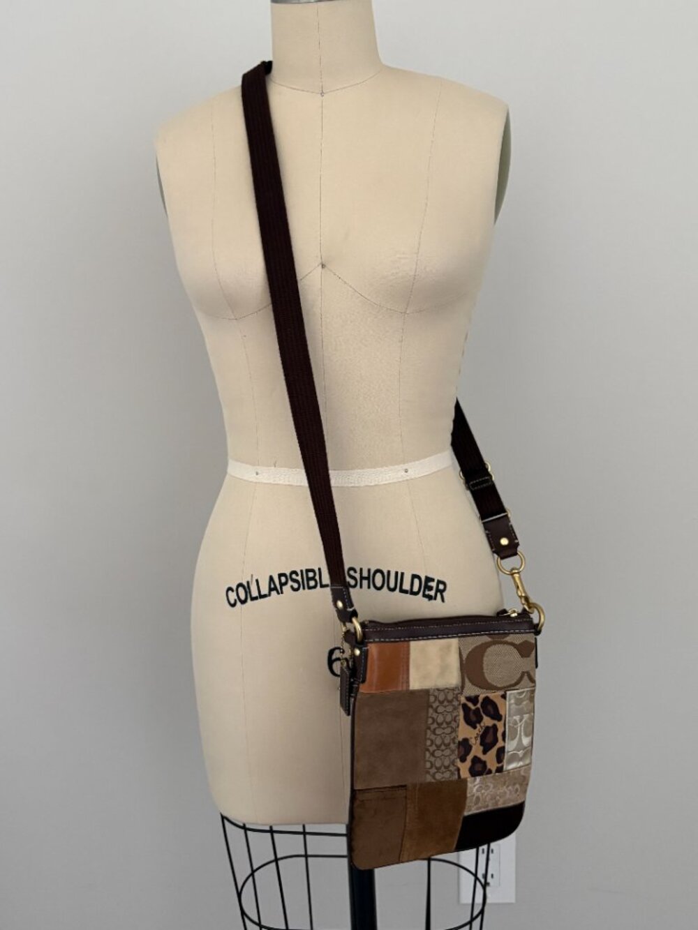 Coach Y2K Patchwork Swingpack Leather Suede Animal Print Boho Chic